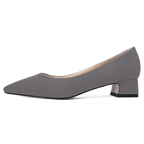 MOVINSTEPS Womens Dating Slip On Suede Dress Pointed Toe Chunky Low Heel Pumps Shoes 1.5 Inch2