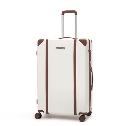Assembly Vintage 24 Inch (65cm) Check-in Medium Trolley Bag Hard Shell Polycarbonate Suitcase Retro Classic Design with TSA Lock 8 Spinner Wheels Moon