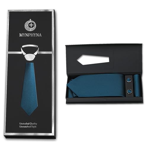 Image of Men's Tie Set with Pocket Square, Cufflinks and Gift Box | 100% microfiber; tie 59 x 3.15 in; square 10 x 10 in; gift box included