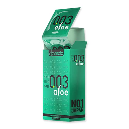 Image of OKAMOTO 003 Aloe Condoms|Japan's Best Only Natural Water Based Lube Condom In India|Thinnest Premium Condoms For Men - Made In Japan|0.03 Mm Thin Extra Lubricated (Pack Of 1)