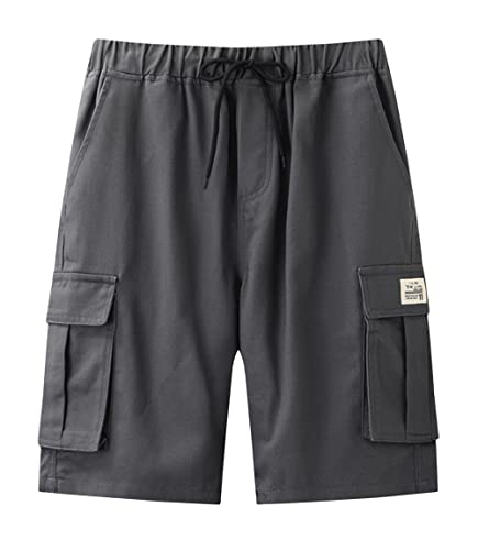Tlaenson Boys Cargo Shorts Kids Drawstring Elastic Waist School Summer Bermuda Shorts Grey 10-11 Years/Size 150 #TOP23