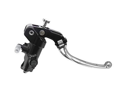 Pompa Freno Forgiata 19X18 Con Corpo Anodizzato Nero Leva Snodata Lunga Argento Pomello+Leva per MV Agusta F3 800 dal 2013 al 2022 CC 800