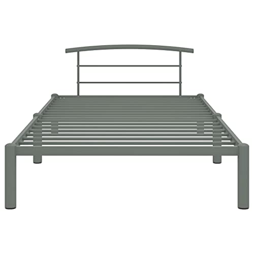 Annlera Bettgestell 210x100x63cm Grau Metall Gästebett Jugendbett Schlafzimmerbett Metallbett Doppelbett Schrankbett Sofa Im Wohnzimmer Lattenrost Boxspringbett Futonbett Polsterbett – Bild 5