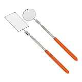 Veemoon 2 Stück Auto Inspektionsspiegel Mit Teleskopgriff 50mm Rund 85x52mm Rechteckig Klappbar Schwenkbar Und Ausziehbar Werkzeug Für Fahrzeuguntersuchungen Und Schwer Zugängliche Bereiche