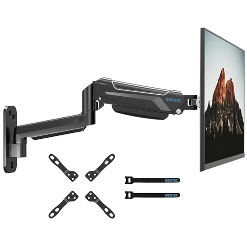 BONTEC Soporte Monitor Pared de 13 a 42 Pulgadas hasta 9 kg, Brazo Monitor Pared con Resorte de Gas Completamente Ajustable, Inclinación y Giro, Altura Ajustable, VESA máx 200x200 mm