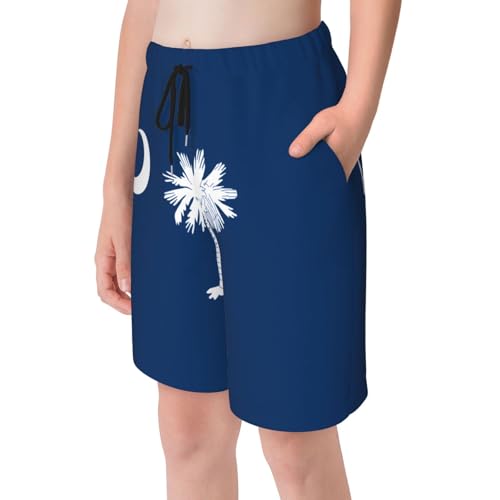 South Carolina Flag Youth Beach Pants, Soft and Breathable, with Drawstring Waist, Suitable for Sports and Leisure.4