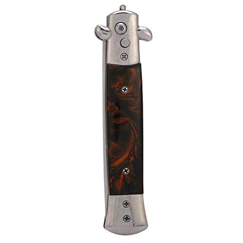 4 Colors Switchblade Spring Folding Knife Push Button Pocket Comb Oil Hairstyle Hair(Brown)