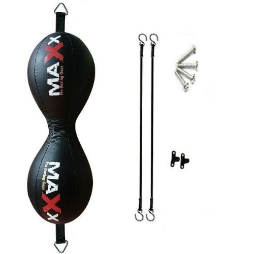 TWIN Double End Bag Floor to Ceiling Ball Punch Bag With Ropes Hooks + Anchor DB (Black, TWIN DOUBLE END + ROPE)