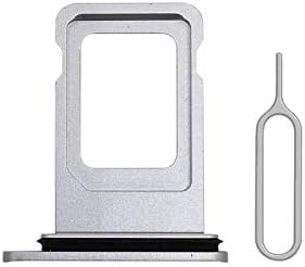 Cemobile SIM Card Tray Slot Holder Replacement with Waterproof Rubber Seal Ring for iPhone 11 + SIM Card Tray Open Eject Pin (Silver)
