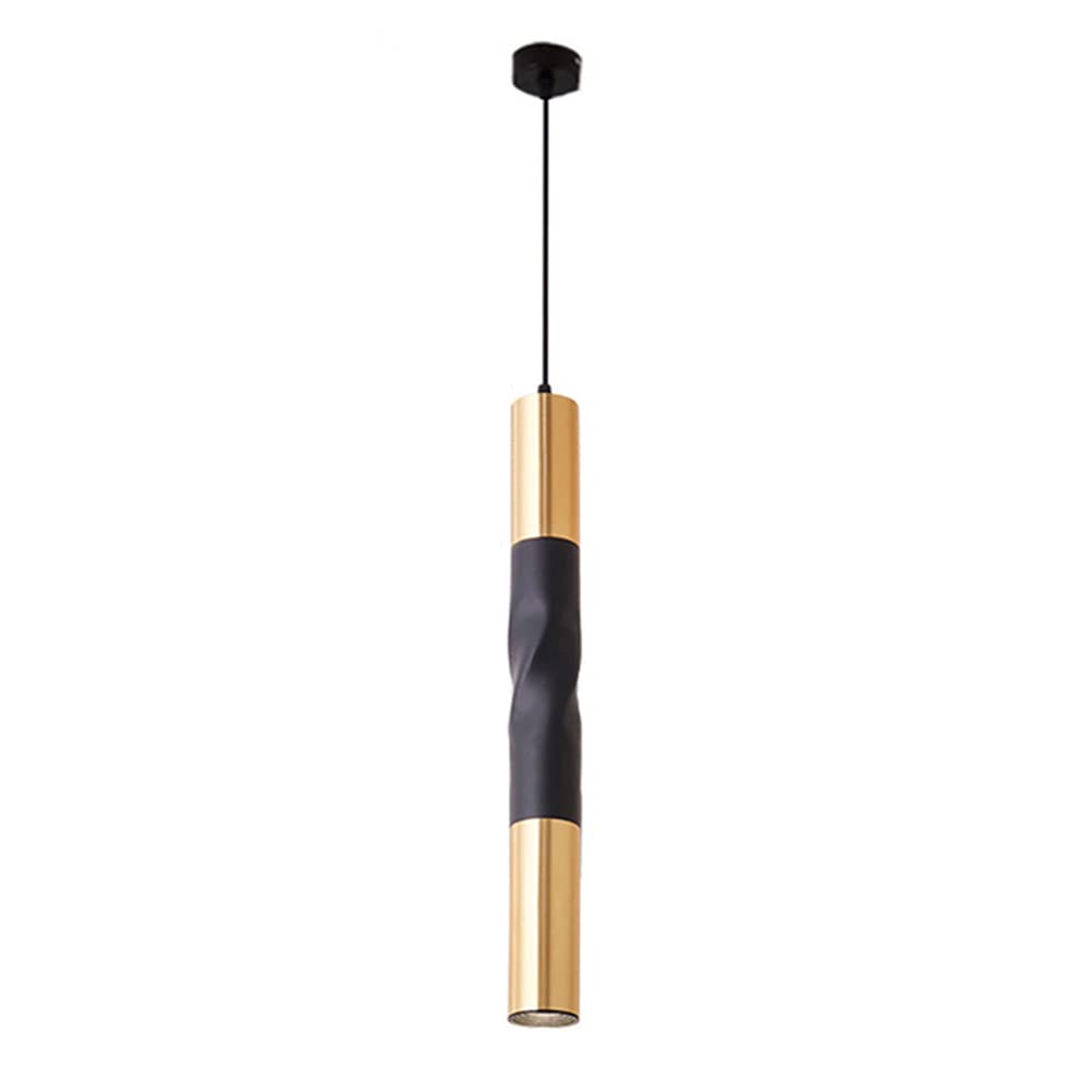 Suspension cylindrique dorée style nordique avec éclairage LED chaud