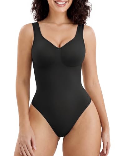 Image of SHAPERX Bodysuit for Women Tummy Control Shapewear Scoop Neck Seamless Thong Body Shaper Tank Top