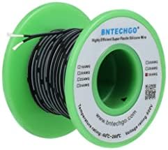 BNTECHGO 24 Gauge Silicone Ribbon Cable Flexible 6P Black 100 ft Flat Cable 24 AWG Strand Wire