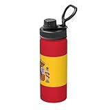 Botella de agua deportiva de acero inoxidable con bandera de España, doble pared, a prueba de fugas, para gimnasio, al aire libre e interior