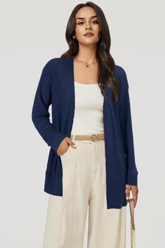 Image of STYLEWORD Women's Fashion Cardigan Sweater Lightweight Open Front Long Casual Beach Kimonos Outfits with Pockets
