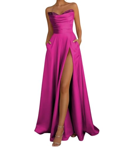 Robe de cocktail noire sans manches dotée de poches discrètes en satin fluide