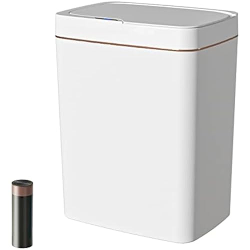 自動開閉 ゴミ箱 ふた付き スリム スマートゴミ箱 密閉 防臭 センサーゴミ箱 電池式 タッチレスゴミ箱 小型 音無し 電動 ごみ箱 (18L,ホワイト)