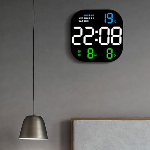 Horloge murale numérique LED avec télécommande et grand écran de table - 8