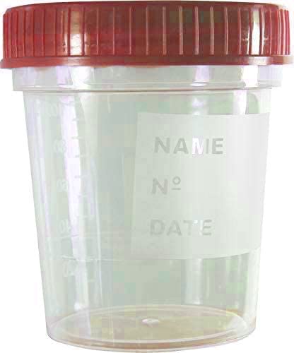 SUMEDTEC 10er Pack (120 ml) sterile Urin-Analyse-Behälter mit luftdichtem Deckel und Namensschild.