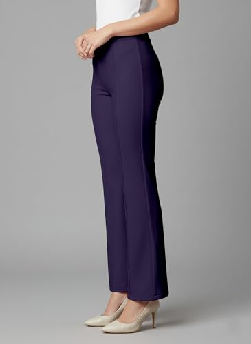 Image of Mehrang Cotton Blend Bootcut Parallel Trouser Pants for Women Regular Fit, Bellbottom Straight Pants for Womens