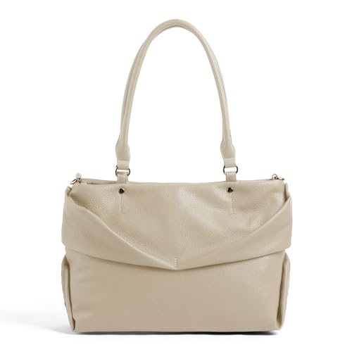 Image of EXOTIC Virelle Textured Dual Panel Handbag for Women | Spacious Multi-Compartment Carryall | Shoulder Carry with Adjustable Sling Strap | Premium PU Leather Purse