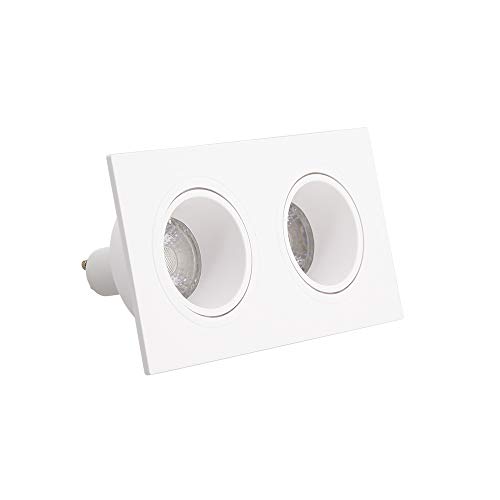 Xanlite SP502TCAB LED Plafond encastrable-Spot 2 têtes GU10 50W 2700K Carré orientable Blanc IP20-SP502TCAB