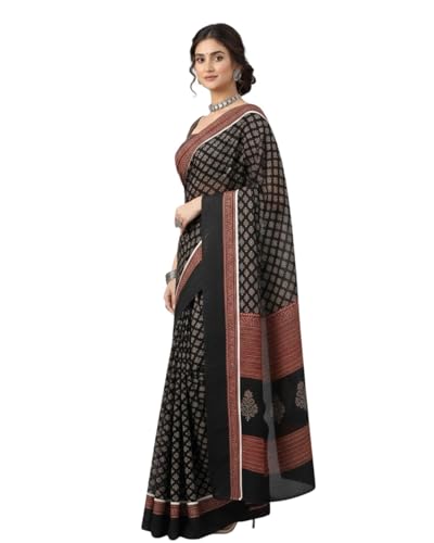 Image of Jack & Jini Women's Floral Print Pure Georgette Saree with Blouse Piece | Soft Casual & Festive Drape | Gift for Mother, Wife.