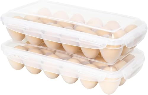 【新モデル 人気】Pogowu エッグホルダーセット 2個入 卵 18個収納 蓋付きプラスチック製 防汚 冷蔵庫 アウトドア キャンプ BBQ 用 携帯便利 卵保存容器 ソロキャンプ 家庭両用 たまご破損防止 緩衝構造 収納整理に最適 スタック可能 省スペ
