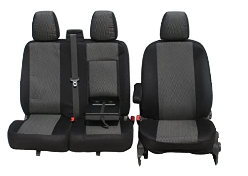 Kegel-Blazusiak Sitzbezüge für Ford Transit ab 2014 und ab 2019, Schwarz, Grau, Polyester, Chiffon, Passend für Lieferwagen, Neuheit, Maßgeschneiderte Passform, Für Sitzheizung Geeignet
