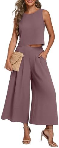 Lepunuo Women's Two-Piece Wide-Leg Pants Set
