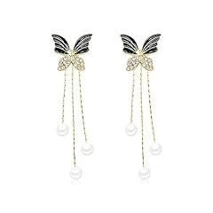 B5:Black Butterfly Earrings Dangling