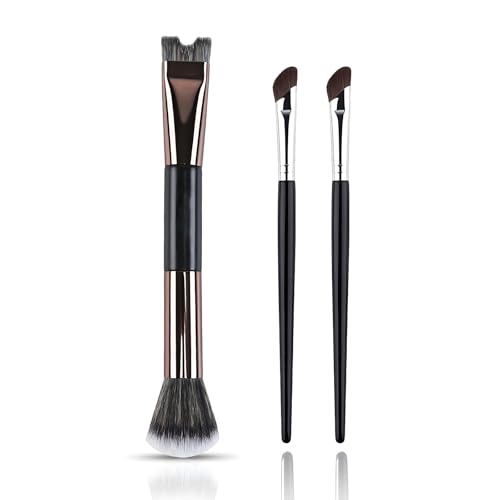 3pcs Nose Contour Brush U Shape,2-in-1 Dual Head Makeup Brush Nose Contour with 2 Pieces Sickle Type Nose Shadow Brush,for Sculpting and Defining