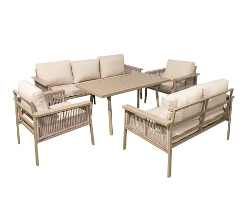 SHATCHI Premium Aluminium Garden Furniture Set – 7 Seater Patio L...