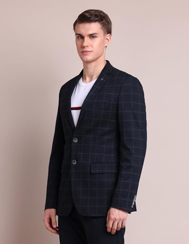 Image of Arrow Men's Regular Fit Checkered Blazer - Single Breasted, Button Closure Stylish Blazer for Men
