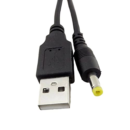 CABLEPELADO USB-DC-Stromkabel, Verlängerungskabel, Gleichstrom, kompatibel mit PSP 1000, 2000, 3000 MP3, Router Mini-Lautsprecher, 4,0 mm x 1,7 mm, 5 V, 2 A, USB 2.0, Schwarz, 80 cm