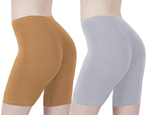 Image of Buy That Trendz Cotton Lycra Tight Fit Stretchable Cycling Shorts Womens | Shorties for Active wear /Exercise /Workout /Yoga /Gym /Cycle /Running Red Grey Combo Pack of 2