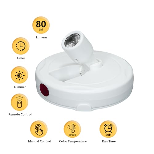 KANESIKI Cordless Spotlight Battery Powered, LED Accent Lighting with Remote and Timer, Display Puck Lights, Stick Uplight for Tree Portrait Gallery Picture Dartboard Painting Art Photo Plant