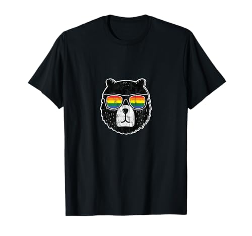Gay Bär Mit Sonnenbrillen LGBT Regenbogen Flagge Geschenk T-Shirt