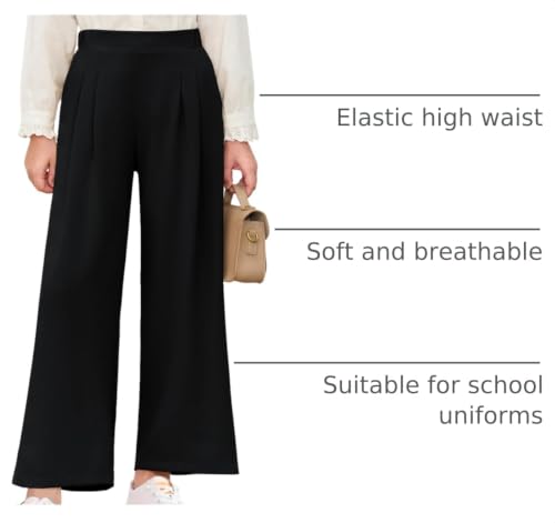 Image of Haloumoning Girls Uniform Pants Kids Wide Leg Dress Pants 5-14 Years