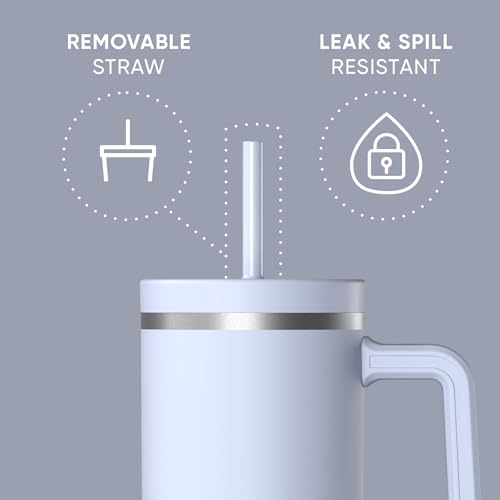 Image of Hydrapeak Voyager 40 oz Tumbler With Handle and Straw Lid | Stainless Steel Insulated Tumblers | Travel Mug for Hot and Cold Beverages, Thermos Travel Coffee Mug (Iceberg)