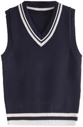 Heren pullover | Gebreide v-hals trui zonder mouwen met