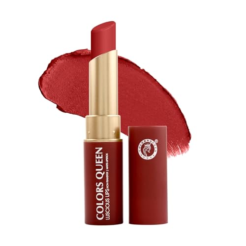 Image of Colors Queen Luscious Lips - Non Transfer Creamy Matte Lipstick | Highly Pigmented with Smooth Application | Long Lasting Lipstick Waterproof | Smudge Proof Lipstick for Women (01 - Red Aurora - 3.5g)