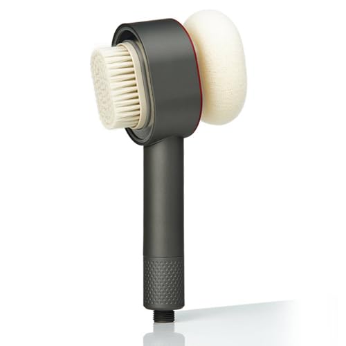 Julymoda Duschkopf mit Filter 3 in 1 Handbrausen mit Reinigungsbürsten/Schwamm Massage Hochdruck Wassersparend Duschkopf Set für Hartes Wasser (Grau)