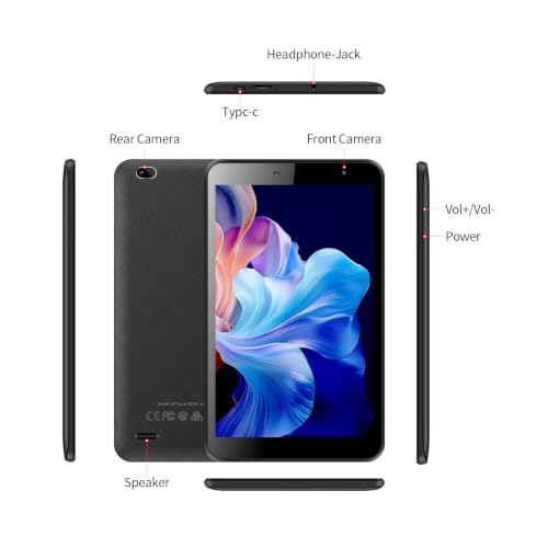 Image of 7 Inch Tablet, Android Tablet with 32GB+512GB, Lightweight, Black