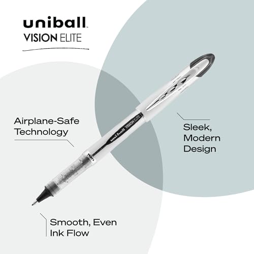 Image of Uni-Ball uniball Vision Elite Rollerball Pens with 0.5mm Fine Point Micro Tip, Blue, 12 Count (Pack of 12)