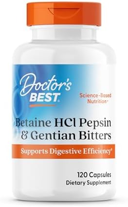 Doctor's Best Betaine Hcl Pepsin & Gentian Bitters (Support Digestive Health) - 120 Caps, 100 grams
