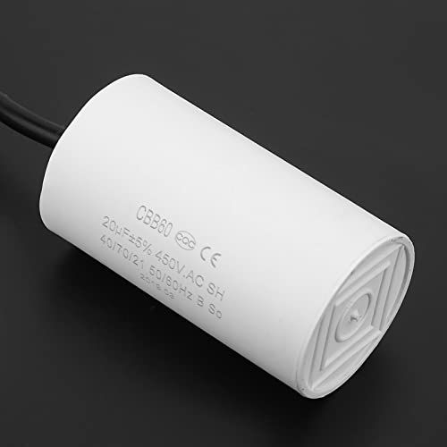 CBB60 Motor Starting Capacitor 450V 20uF Microfarad Capacitor with Wire, Small Loss, High Insulation resistance. Stable Performance