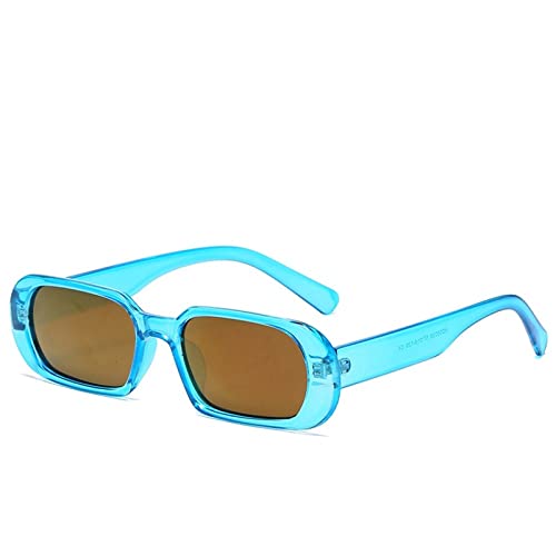 Lunettes de soleil ovales femmes contre éblouissement verres thé bleu UV400