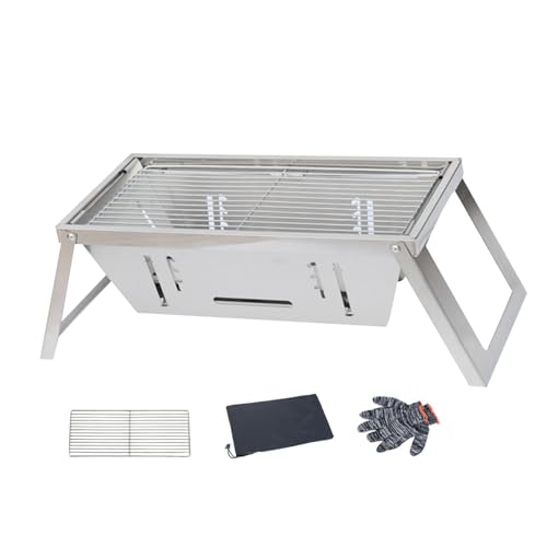 Barbacoa portátil de carbón vegetal para camping, plegable, de acero inoxidable, multiusos, compacta, para exteriores, gran calidad, plegable, fácil configuración, fácil de cocinar para viajes