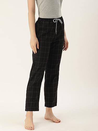Image of KRYPTIC Women's 100% Pure Cotton Woven Pyjama | Mid Rise Relaxed Fit Full Length Nightwear Pant with Elasticated Drawstring Waistband & Side Pocket | Comfortable Lounge, Sleepwear & Casual Bottom Wear