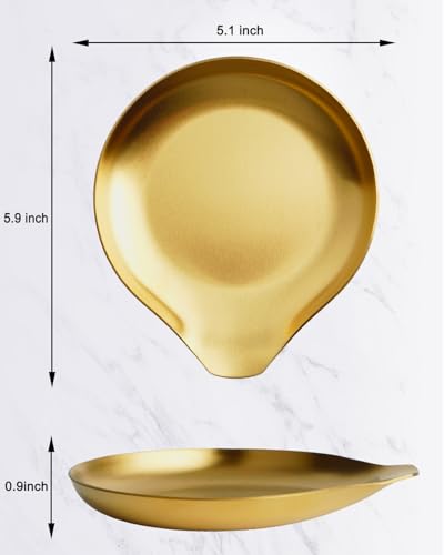 Image of VanlonPro Stainless Steel Spoon Rest, Spatula Ladle Holder, Stainless Steel Utensil Spoon Rest Holder, Brushed Finish, Dishwasher Safe 5.9 x 5.1 Inch (Round Gold 1PC)